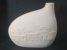 Vintage Southwestern Pueblo Adobe Ceramic Vase White Sculptural 11