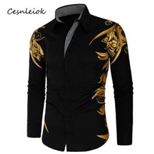 Camisa Informal Ajustada De Manga Larga Para Hombre Moda Elegante De Fiesta Lujo picture