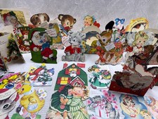 Vtg 1948-1953 Lot 32 Pc Children Cards Articulated standing die cut oversized-8” picture