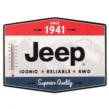 Jeep Embossed Metal Wall Thermometer Collectible Advertising Vintage picture