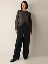NEW - Eileen Fisher Cotton Stretch Denim Roomy Wide Trouser - BLACK picture