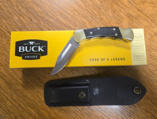 Buck 112 Ranger Lockback Pocketknife, Wood Handle, SS Plain Clip Point, Sheath picture