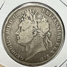 1821 GREAT BRITAIN SILVER KING GEORGE ONE CROWN  BETTER GRADE picture