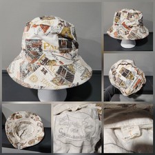 VTG Easy-to-Roll Colonial Adult Mens Size 7 All Over Print AOP Bucket Hat Cap picture