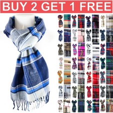 Mens Womens Winter Warm SCOTLAND Made 100% CASHMERE Scarf Scarves Plaid Wool picture