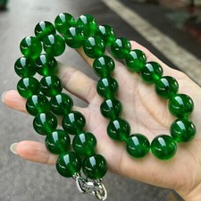 17mm  Natural Perfect Ice Green Myanmar Beads Jade jadeite Necklaces picture
