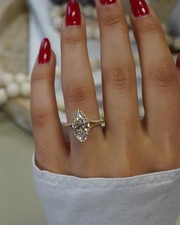 4.00 TCW Marquise Cut Moissanite Wedding Engagement RIng 14k Yellow Gold Plated picture
