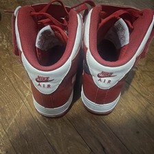 Nike Air Men's High Top Athletic Sneakers Red/White Colorblock Lace Up picture