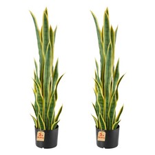 VEVOR Artificial Snake Plants 10W x 36H in Fake Snake Plants with Pot 2 Pack picture