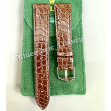 ROLEX Brown Crocodile Leather Watch Strap 20mm Rolex Buckle Vintage NOS picture