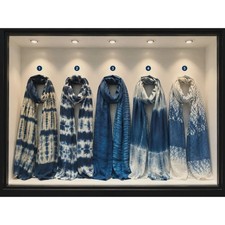 Hand-Dyed Linen Silk Scarf | Indigo Shibori Wrap | Shawl | Travel Scarf picture
