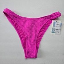 Roxy Haleiwa Scoop Cheeky Bikini Bottom Bright Pink Textured NWT picture