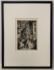 Listed Artist Stella Drabkin Original Signed Etching Wayfarers Philadelphia picture