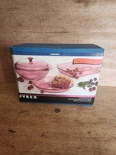 Corning Pyrex Vision Ware Cranberry Bakeware Set 4 Pc 6017447 Sealed Box 1995 picture