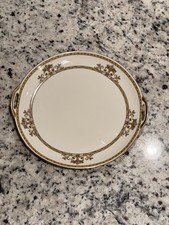 VTG Epiag Czechoslovakia Moresque Chop Plate Charger Platter Gold Trim Handle picture