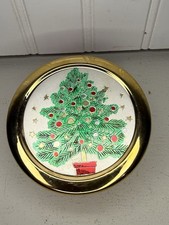 Vintage 1986 Himark Chokin Christmas Tree & Stars Trinket Box Japan 24k Gold picture