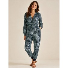 Anthropologie Alexandra Farmer Jumpsuit M NWT Blue Floral Boho Retro $120 picture