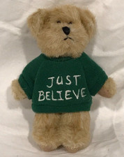 Boyds Mini Message Thinkin of Ya JUST BELIEVE Green Sweater Plush Bear 4