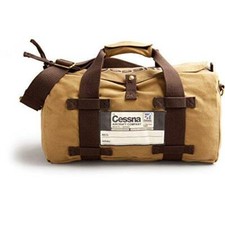 Vintage Cessna Duffel Bag, Tan Cotton Twill & Brass Hardware, w/ Cessna Logo picture