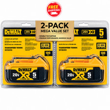 2 Pack  DEWALT DCB205 20V Max XR 5.0Ah Lithium-Ion Battery New In Pack Batteries picture