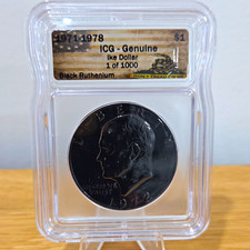 Lot of 2x ICG Genuine 1972 Eisenhower Ike $1 Black Ruthenium picture