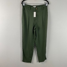 LOFT Emory Taper Ankle Pants Size 4 Green Pleated High Rise Lyocell picture