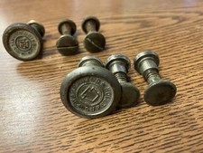 2 Vintage Sets of Brass H Disston & Sons Philada Handsaw Medallion & Bolts picture