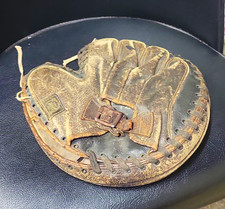 Vintage Goldsmith Leather Catcher’s Mitt Brown Buckle Strap 1910-1920s picture