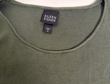 Eileen Fisher Silk Cotton Sleeveless Tank Top Shell Blouse OliveGreen Sz Medium picture