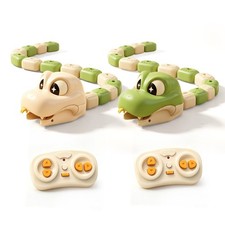 2 Player RC Snake Battle Game Green & Beige 16 Magnetic Blocks Remote Control picture