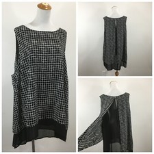 NWT TORRID Womens sz 3 Black White Grid Print 2 Ply High Low Hem Layer Tank Top picture