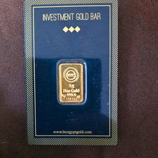 BTC 5g Gold Bar 0.9999 Fine Gold in Assay Card 5g Total Gold Content picture