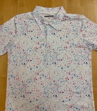 ShankitGolf Paint Splatter Performance Polo - White/Blue/Pink - Size M picture