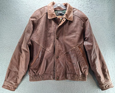VTG Adventure Bound Wilsons Leather Bomber Jacket Mens Large Brown w/ Wool Liner picture