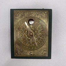 Villalcor Brass &Wood Sundial Pocket Compass Made In Spain (Needs Repair) picture