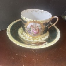 antique royal vienna austria Gilded Ladies coffee can teacup & saucer picture
