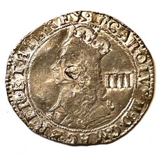 1660-1662 Great Britain Four Pence Charles II 3rd Hammered Issue AU Coin #6529 picture