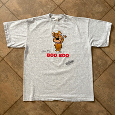 Vintage 1996 Cartoon Network Boo Boo Yogi Bear Graphic Tee Gray Men's XL picture
