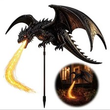 Solar Dragon Fire Garden Light Resin Dragon Outdoor Yard Lawn Halloween Decor picture