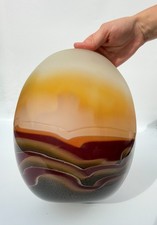 Jim & Connie Grant Land Formations Signed Studio Art Glass Vase Earth Toned picture