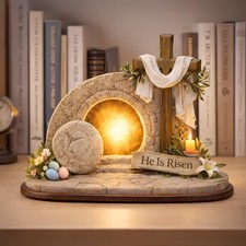 He Is Risen Empty Tomb 2 Layer Wooden Block, Easter Decor, Christian Resurrectio picture