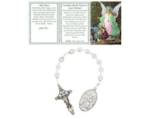 Guardian Angel Chaplet with Prayer Card Box 8mm Glass Beads Catholic St Michael picture