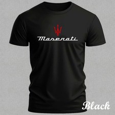 NEW Maserati Luxury Logo Black Men T-Shirt Size S-5XL picture