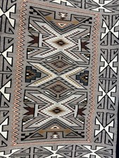 Vintage Navajo Two Grey Hills Rug Mat 39x52 Pristine Mint Condition 1970s Woven picture