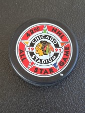 Vintage 42nd NHL All Star Game Puck Chicago Stadium Blackhawks Hockey 1991 picture