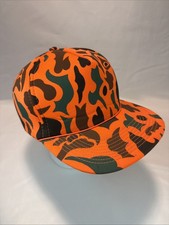 VINTAGE Camo Foam Mesh Snapback Hunting Cap Hat Blaze Orange Camouflage picture
