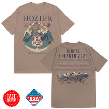 New Hozier Unreal Unearth 2025 Guitar Tour Brown T-Shirt Unisex Cotton Inspired picture