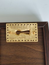 Schiaparelli Rectangle Face Brooch Matte Gold Hammered Keyhole Surreal picture