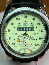 New Watch Quartz Speedometer Luminous Dial  48mm Silver Case 24mm Silicone Band picture