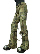Rare Tripp NYC Rare Classic Bondage Straps Goth Green Camo Vintage Baggy Pants picture